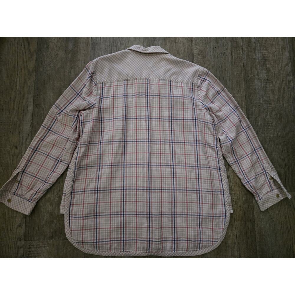 J. JILL Women Size L Flannel Bottom Top Blouse Shirt Plaid Pink 100% Cotton Soft - Picture 3 of 7